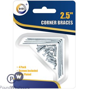 DID CORNER BRACES 2.5&quot; WITH SCREWS 4 PACK