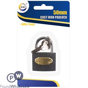 Did 50mm Cast Iron Padlock With 3 Keys