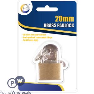 DID SOLID BRASS PADLOCK 20MM