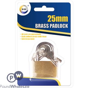 DID SOLID BRASS PADLOCK 25MM