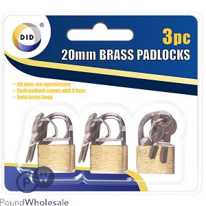 Did 20mm Brass Padlocks With Keys 3pc