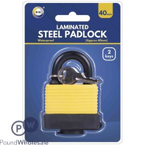 DID 40mm Laminated Steel Waterproof Padlock with 2 Keys Set
