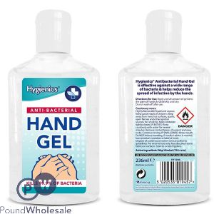 Hygienics Anti-bacterial 70% Alcohol Hand Gel Sanitiser 236ml