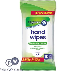 Hygienics Anti-bacterial Fresh Scent Hand Wipes 3 X 10 Pack