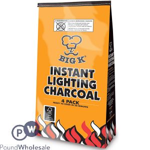 BIG K INSTANT LIGHTING CHARCOAL 4 PACK X 1KG