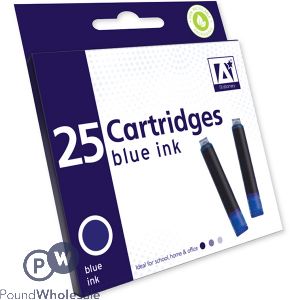 A* STATIONERY BLUE INK CARTRIDGES 25 PACK