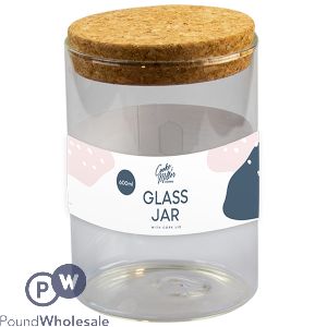 COOKE &amp; MILLER GLASS JAR WITH CORK LID 600ML