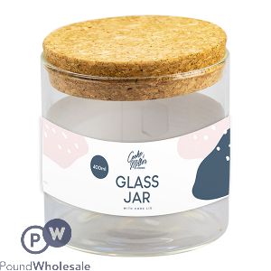 COOKE &amp; MILLER GLASS JAR WITH CORK LID 400ML