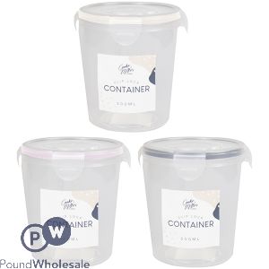 COOKE &amp; MILLER ROUND CLIP LOCK CONTAINER 500ML ASSORTED COLOURS