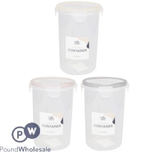 Cooke & Miller Round Clip Lock Container 900ml Assorted Colours