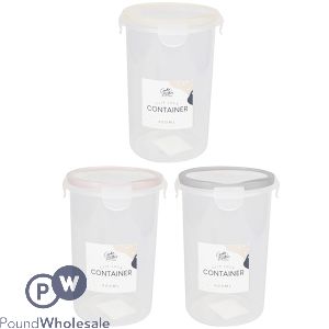 COOKE &amp; MILLER ROUND CLIP LOCK CONTAINER 900ML ASSORTED COLOURS