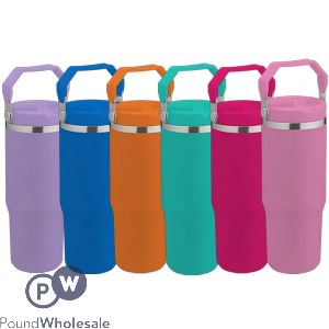Cooke & Miller Bright Double Wall Flip Straw Insulated Drinking Tumbler 890ml Assorted Colours