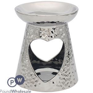 LEONARDO DESIRE AROMA DIMPLED SILVER HEART WAX OIL BURNER