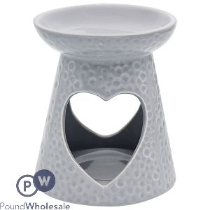 Leonardo Desire Aroma Dimpled Grey Heart Wax Oil Burner