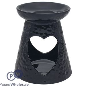 LEONARDO DESIRE AROMA DIMPLED BLACK HEART WAX OIL BURNER