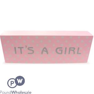 "it's A Girl" Pink With Dots Plaque 20cm