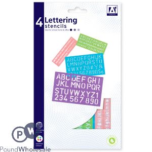 LETTERING STENCILS ASSORTED 4 PACK