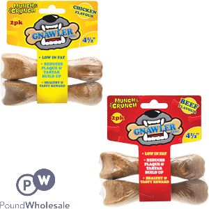 Munch &amp; Crunch Gnawler Dog Bone 2 Pack Assorted