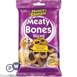 MUNCH &amp; CRUNCH SLICED MEATY BONES 140G