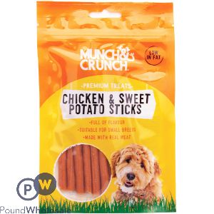 MUNCH &amp; CRUNCH CHICKEN &amp; SWEET POTATO STICKS DOG TREATS 70G