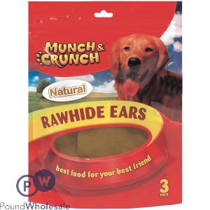 MUNCH &amp; CRUNCH NATURAL RAWHIDE EARS