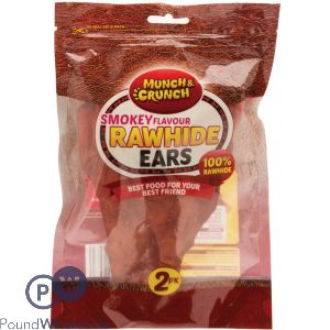 MUNCH &amp; CRUNCH RAWHIDE EARS SMOKEY FLAVOUR 2 PACK