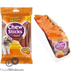 MUNCH &amp; CRUNCH BEEF CHEW STICKS 20 PACK CDU