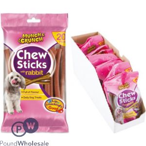 MUNCH &amp; CRUNCH CHEW STICKS WITH RABBIT 20 PACK CDU