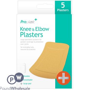 PROPLAST KNEE &amp; ELBOW FABRIC PLASTERS 5 PACK