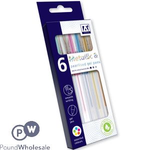 METALLIC &amp; PEARLISED GEL PENS ASSORTED 6 PACK