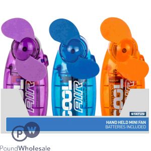 Status Hand Held Mini Fan 3 Assorted Colours 12 CDU