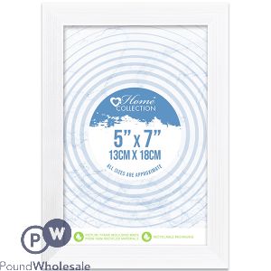 HOME COLLECTION CAMBRIDGE WHITE GLASS PHOTO FRAME 5&quot; X 7&quot;