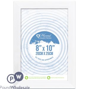 HOME COLLECTION CAMBRIDGE WHITE GLASS PHOTO FRAME 8&quot; X 10&quot;