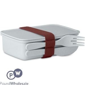 Natural Bamboo Fibre Pp Light Grey Lunch Box Set