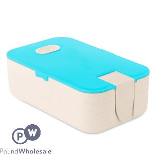 WHEAT STRAW PP BLUE &amp; BEIGE LUNCH BOX WITH PHONE STAND