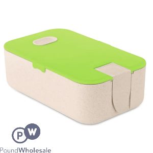 WHEAT STRAW PP GREEN &amp; BEIGE LUNCH BOX WITH PHONE STAND