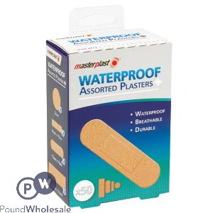 MASTERPLAST ASSORTED WATERPROOF PLASTERS 50 PACK