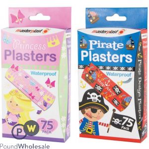 MASTERPLAST PIRATE &amp; PRINCESS WATERPROOF PLASTERS 75 PACK