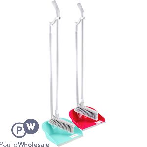 Trendy Premium Long Handled Dustpan And Broom Assorted 90cm