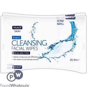 Nuage Skin 3-In-1 Cleansing Facial Wipes Twin Pack