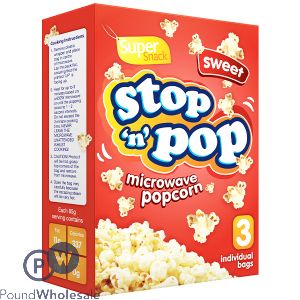Super Snack Stop &#039;N&#039; Pop Sweet Microwave Popcorn 3 X 85G