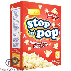 Super Snack Stop 'n' Pop Sweet Microwave Popcorn 3 X 85g