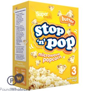 SUPER SNACK STOP &#039;N&#039; POP BUTTER MICROWAVE POPCORN 3 X 85G