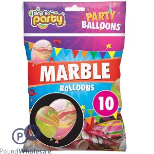 Time To Party Marble Party Balloons 10 Pack