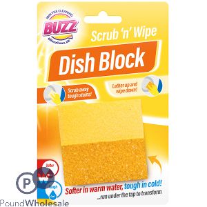 BUZZ YELLOW SCRUB &#039;N&#039; WIPE DISH BLOCK