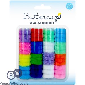 Buttercup Assorted Colour Pony Tails 48 Pack