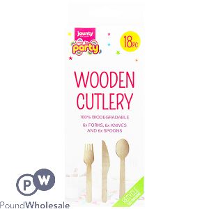 Jaunty Partyware Biodegradable Wooden Cutlery Set 18pc