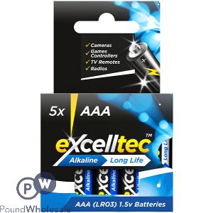 Excelltec Alkaline Lr03 1.5v Aaa Batteries 5 Pack