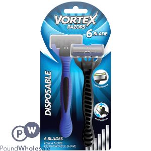 VORTEX 6 BLADE DISPOSABLE MEN&#039;S RAZORS 2 PACK