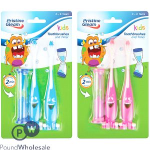 PRISTINE GLEAM KIDS TOOTHBRUSHES AND TIMER SET ASSORTED